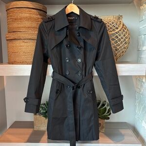 Rain Coat Black Trench Style Like New  Size 4